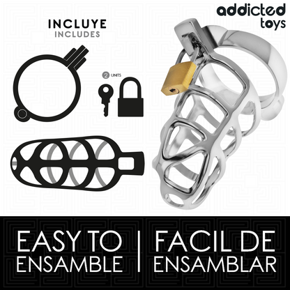JUGUETE DE BLOQUEO ADDICTED TOYS - JAULA PENEANA DE METAL CON CANDADO PLATEADO TALLA S