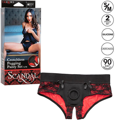 CALEXOTICS - SCANDAL SET OF CROTCHLESS PANTIES WITH DILDO SIZE S/M