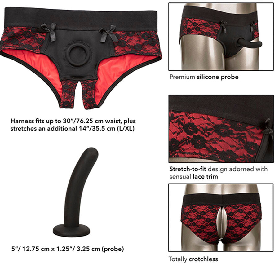 CALEXOTICS - SCANDAL SET OF CROTCHLESS PANTIES WITH DILDO