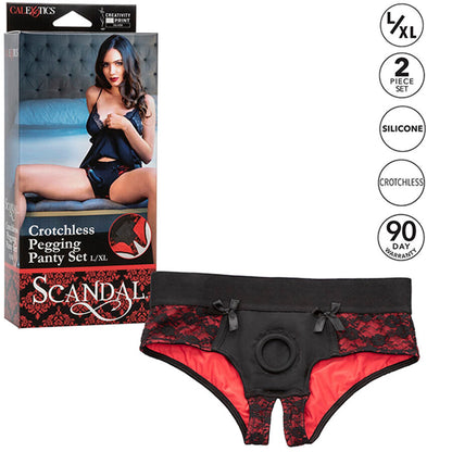 CALEXOTICS - SCANDAL SET OF CROTCHLESS PANTIES WITH DILDO