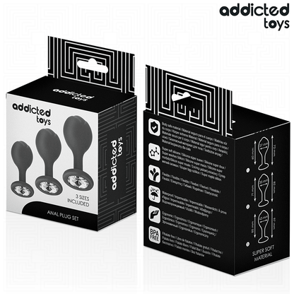 ADDICTED TOYS - SET OF 3 ANAL PLUG SILICONE WITH JEWEL
