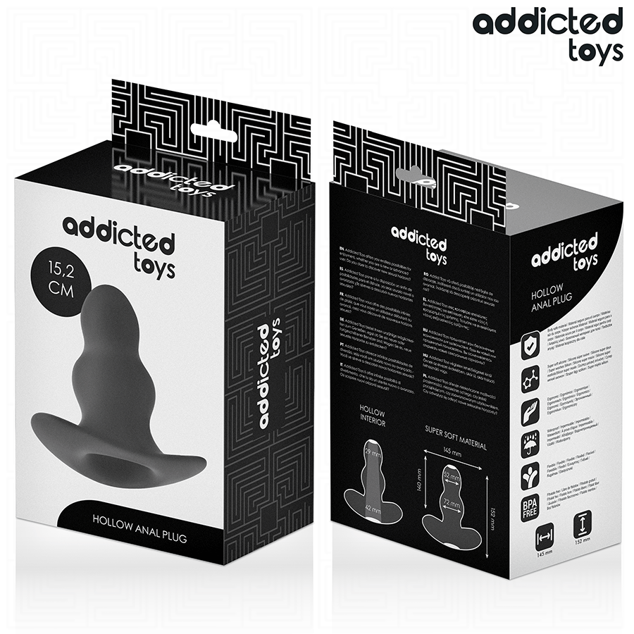 ADDICTED TOYS - BUTT PLUG ANAL CREUX EN SILICONE TAILLE XXL 15,2 CM