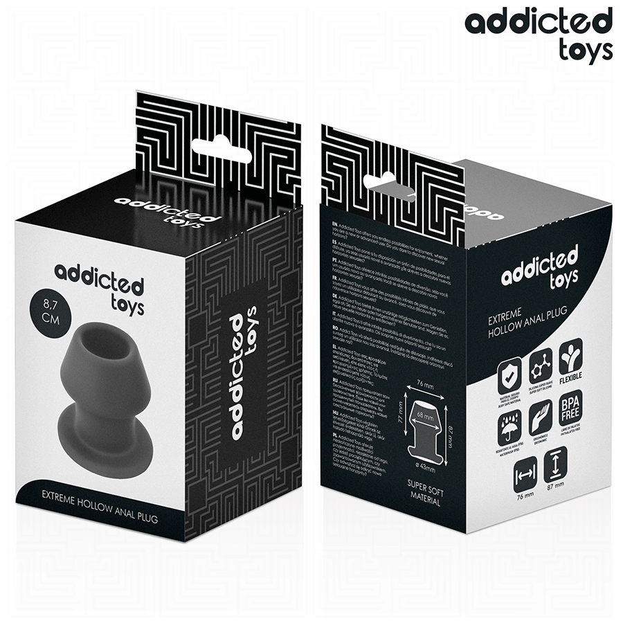 ADDICTED TOYS - PLUG ANAL CREUX EXTRÊME SILICONE TAILLE M 8,7 CM