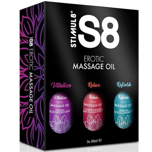 STIMUL8 - S8 MASSAGE OIL BOX 3 X 50 ML