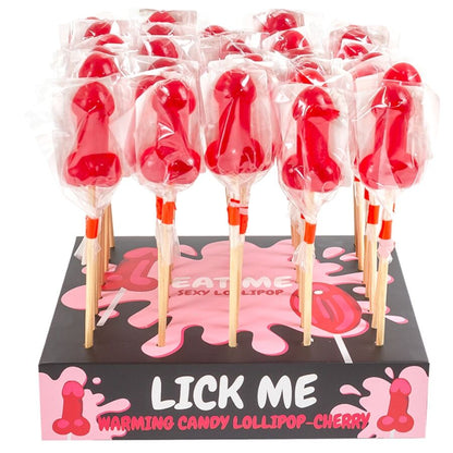 SECRETPLAY - CHERRY CANDY PENIS LOLLIPOP DISPLAY WITH SPICY HEAT EFFECT (40 UNITS)