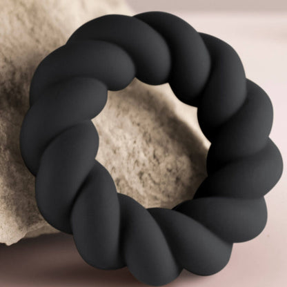 ROCKS-OFF - TWIST BLACK SILICONE MASTURBATOR RING