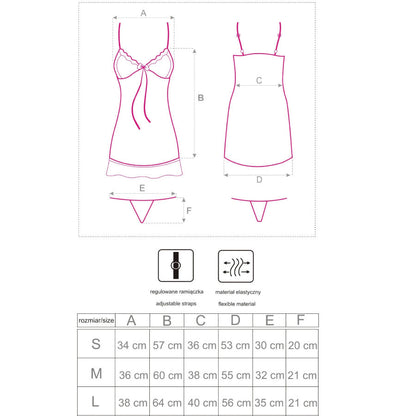 LIVCO CORSETTI FASHION - HYEONA 1710 BABYDOLL + THONG ROSE XL