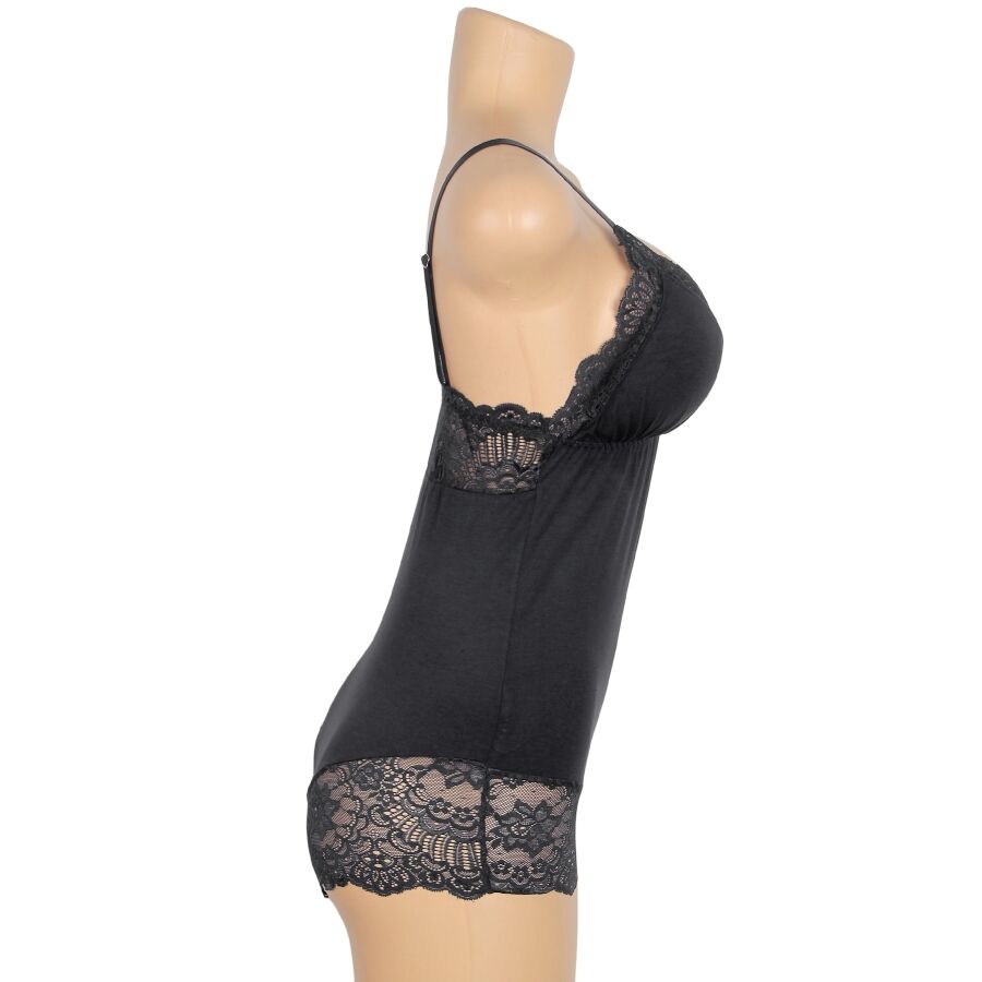 SUBBLIME - TEDDY CON DETALLE DE ENCAJE FLORAL NEGRO S/M