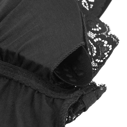 SUBBLIME - BLACK FLORAL LACE DETAIL TEDDY S/M