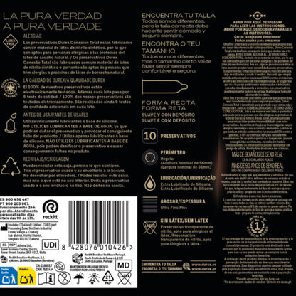 DUREX - TOTAL CONNECTION XL ULTRA FINE PLUS LATEX FREE 10 UNITS