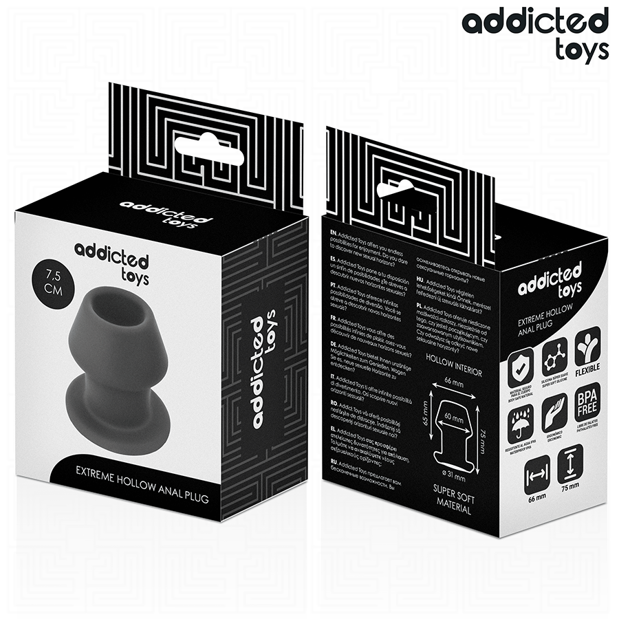 ADDICTED TOYS - TAPÓN ANAL HUECO EXTREMO DE SILICONA TAMAÑO S 7.5 CM