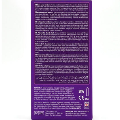 SKINS - EXTRA LARGE PREMIUM CONDOMS PACK 16