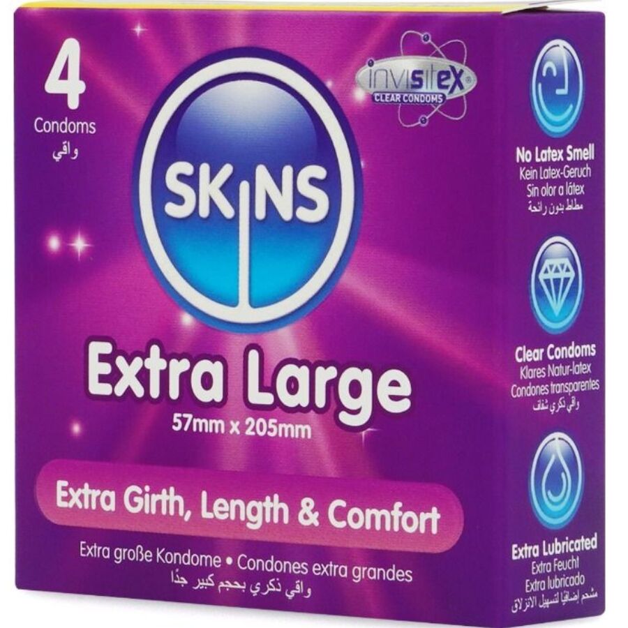 SKINS - EXTRA LARGE PREMIUM CONDOMS PACK 4