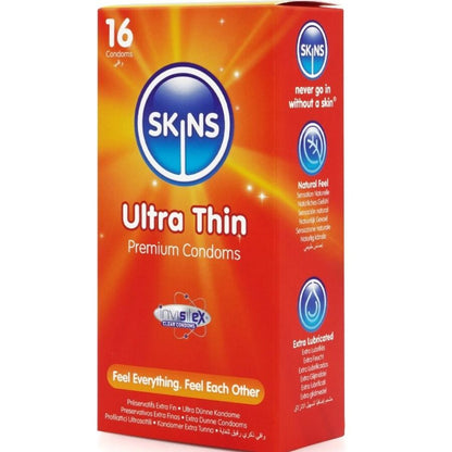 SKINS - PAQUETE DE 16 PRESERVATIVOS PREMIUM ULTRAFINOS
