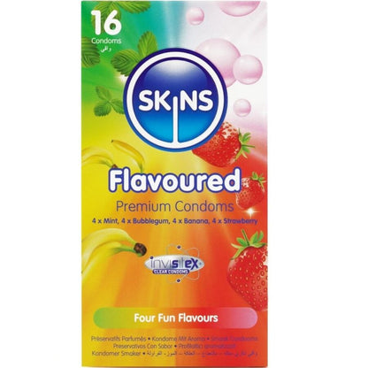 SKINS - MULTI FLAVORS PREMIUM CONDOMS PACK 16