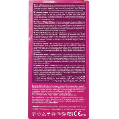 SKINS - DOTS & RIBS PREMIUM CONDOMS PACK 8