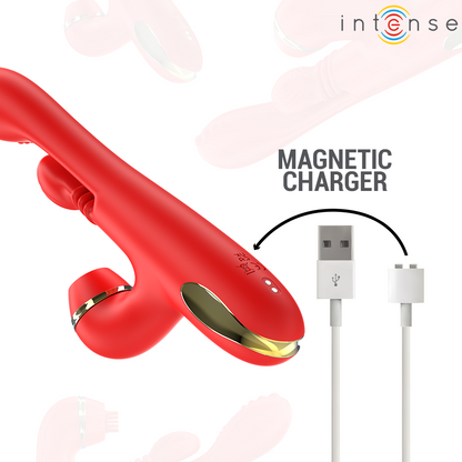 INTENSE - KATY MULTIFUNCTION CLITORIS STIMULATOR 4 INTERCHANGEABLE HEADS RED