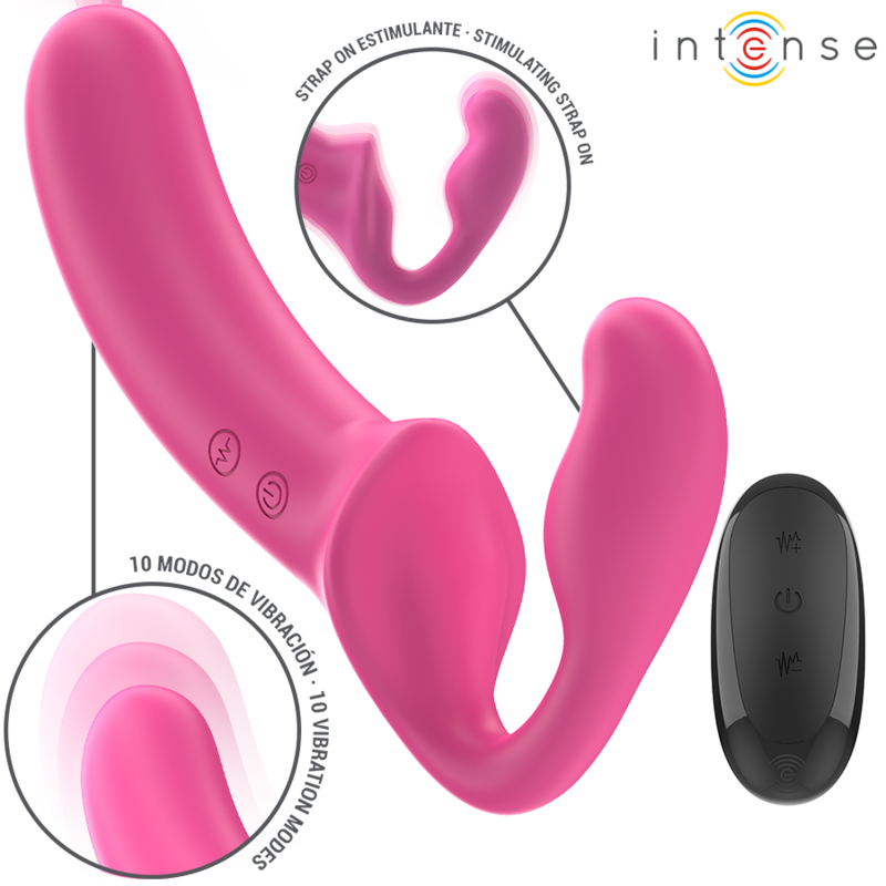 INTENSE - VIBREUR DOUBLE AMY 20 CM ROSE TÉLÉCOMMANDE