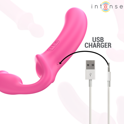 INTENSE - VIBREUR DOUBLE AMY 20 CM ROSE TÉLÉCOMMANDE