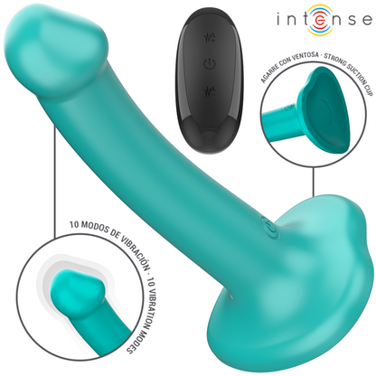 INTENSE - VIBREUR KATIE AVEC VENTOUSE 10 VIBRATIONS BLEU TÉLÉCOMMANDE