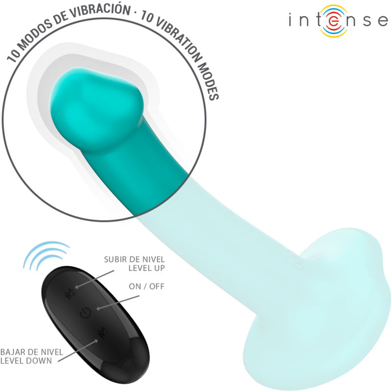 INTENSE - VIBREUR KATIE AVEC VENTOUSE 10 VIBRATIONS BLEU TÉLÉCOMMANDE