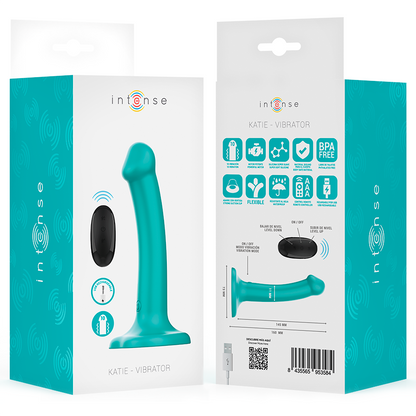 INTENSE - VIBREUR KATIE AVEC VENTOUSE 10 VIBRATIONS BLEU TÉLÉCOMMANDE