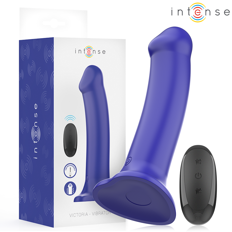 INTENSE - VIBREUR VENTOUSE VICTORIA 10 VIBRATIONS BLEU FONCÉ TÉLÉCOMMANDE