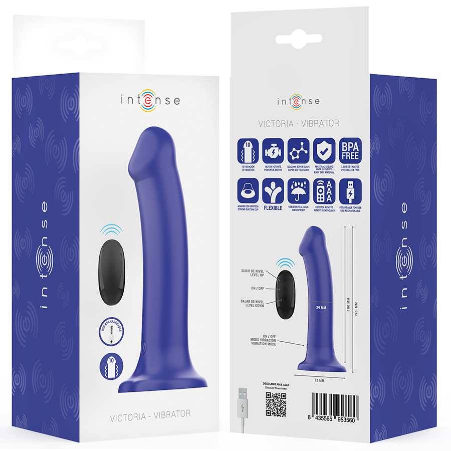 INTENSE - VIBREUR VENTOUSE VICTORIA 10 VIBRATIONS BLEU FONCÉ TÉLÉCOMMANDE