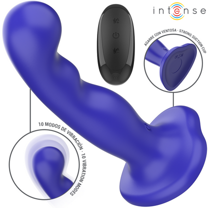 INTENSE - VIBREUR COURT AVEC VENTOUSE BLEUE TÉLÉCOMMANDE