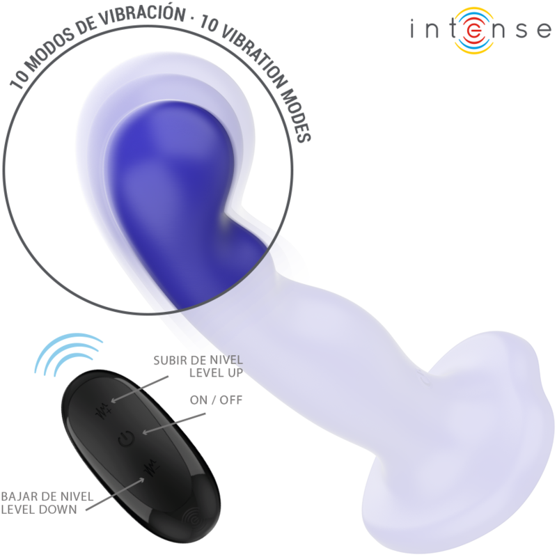 INTENSE - VIBREUR COURT AVEC VENTOUSE BLEUE TÉLÉCOMMANDE