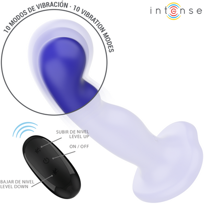 INTENSE - VIBREUR COURT AVEC VENTOUSE BLEUE TÉLÉCOMMANDE