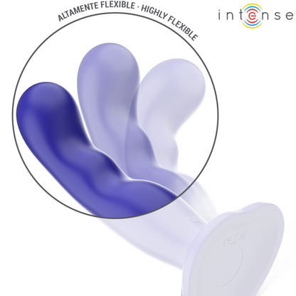 INTENSE - VIBREUR COURT AVEC VENTOUSE BLEUE TÉLÉCOMMANDE
