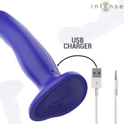 INTENSE - VIBREUR COURT AVEC VENTOUSE BLEUE TÉLÉCOMMANDE