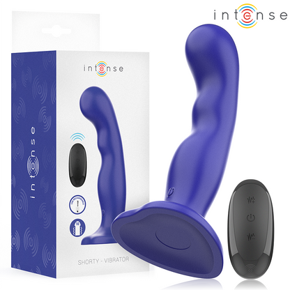 INTENSE - VIBREUR COURT AVEC VENTOUSE BLEUE TÉLÉCOMMANDE