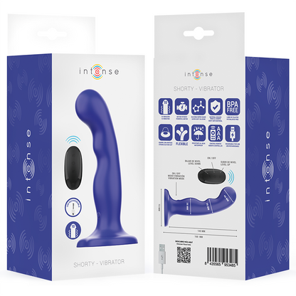 INTENSE - VIBREUR COURT AVEC VENTOUSE BLEUE TÉLÉCOMMANDE