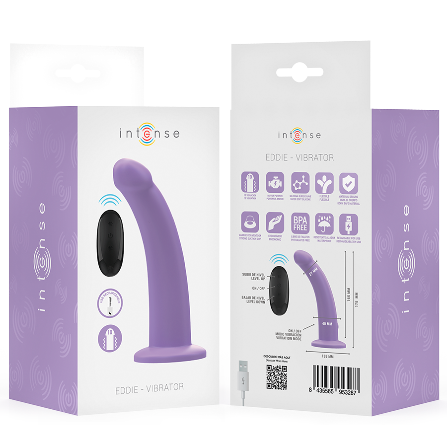 INTENSE - VIBREUR EDDIE 17,5 CM 10 VIBRATIONS TÉLÉCOMMANDE VIOLET