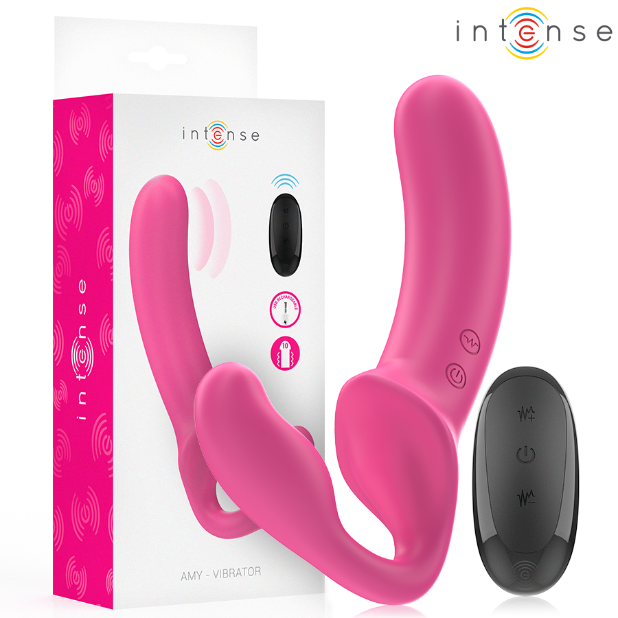 INTENSE - VIBREUR DOUBLE AMY 20 CM ROSE TÉLÉCOMMANDE