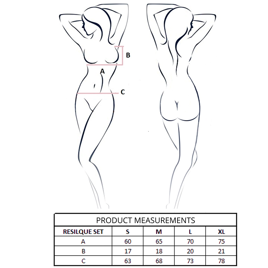 PASSION - RESILQUE BRA + THONG SET BLACK L/XL