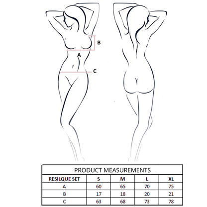 PASSION - RESILQUE BRA + THONG SET BLACK L/XL