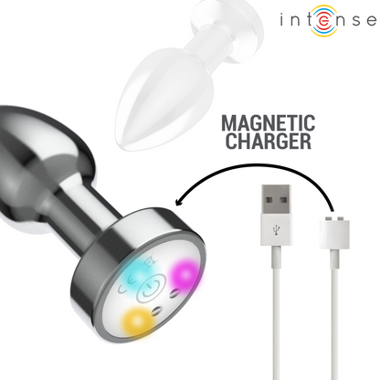 INTENSO - PLUG ANAL VIBRADOR DE METAL CON LUCES LED Y CONTROL REMOTO - TALLA M