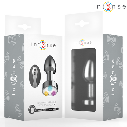 INTENSO - PLUG ANAL VIBRADOR DE METAL CON LUCES LED Y CONTROL REMOTO - TALLA M