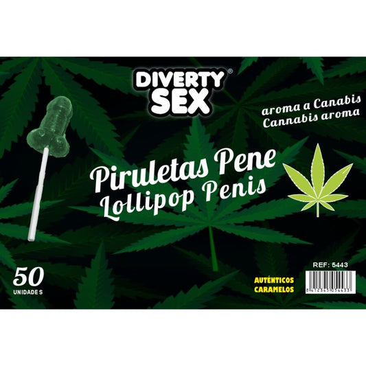 DIABLO GOLOSO - 50 PENIS LOLLIPOPS CANNABIS AROMA