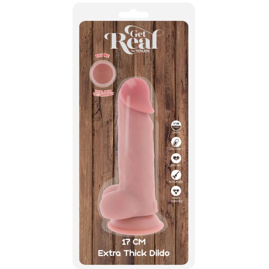 GET REAL - DELUXE REALISTIC PENIS WITH TESTICLES EXTRA THICK 17 CM