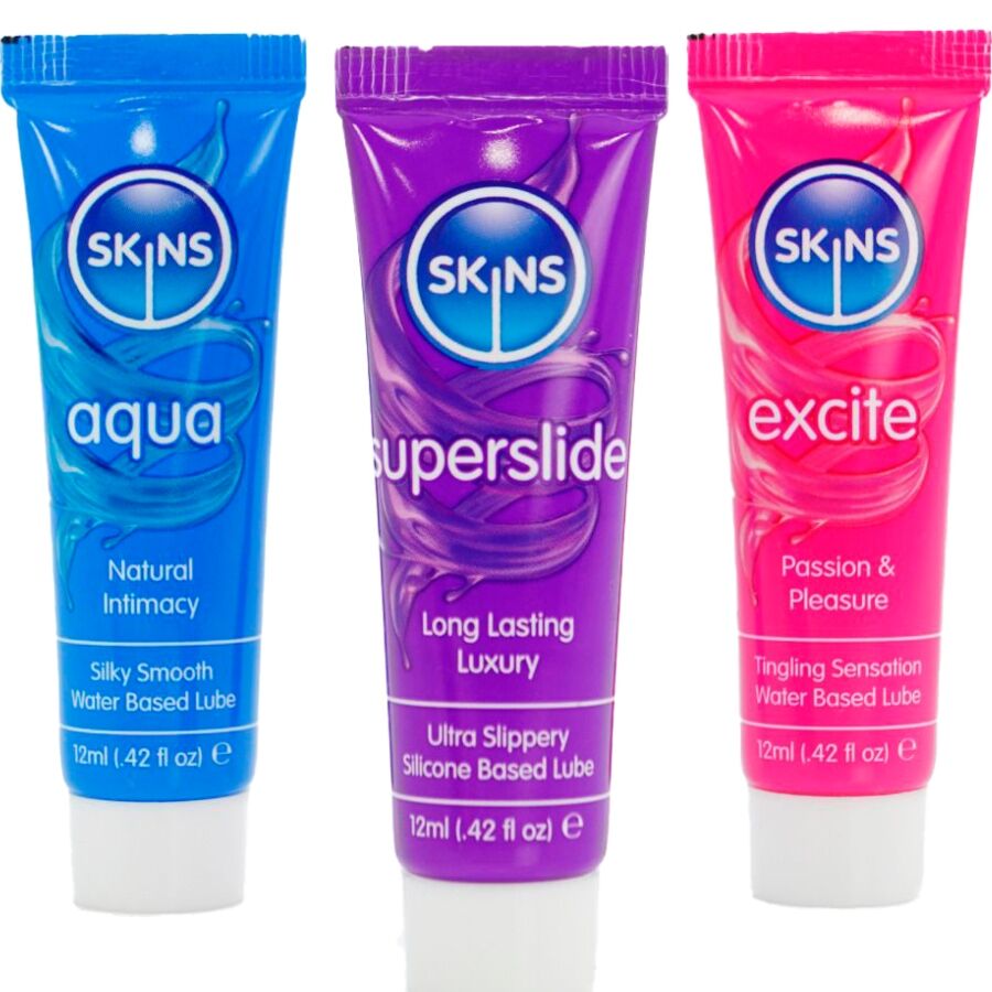 SKINS - KIT LUBRIFIANTS VITAUX AQUA, SUPERSLIDE & EXCITE 3 x 12 ML