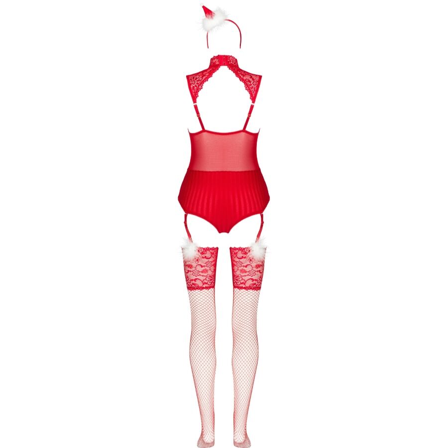 LIVCO CORSETTI FASHION - LIMPID SNOWFLAKES LC 90604 BODY + STOCKINGS + CHRISTMAS HEADBAND S/M