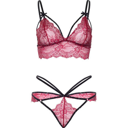 LEG AVENUE - 81623 BRA + THONG SET BURGUNDY