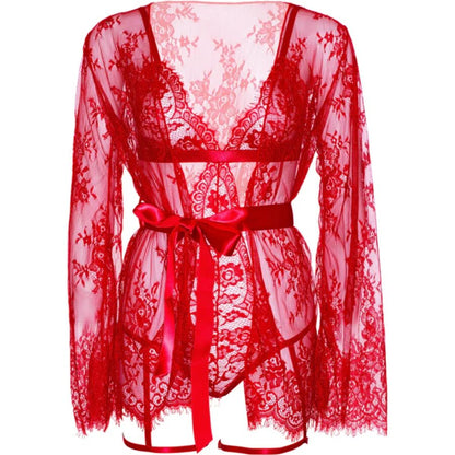 LEG AVENUE - 86123 TEDDY + GARTER ROBE SET