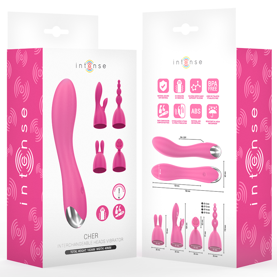 INTENSE - CHER VIBRATOR WITH 20 PATTERNS AND INTERCHANGEABLE HEADS