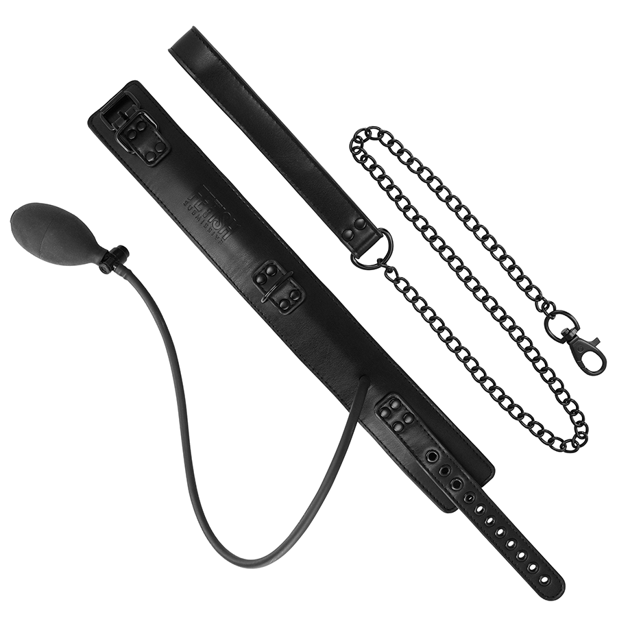 FETICHISMO SUMISO BONDAGE - COLLAR INFLATABLE DE ESTRANGULAMIENTO CON CADENA