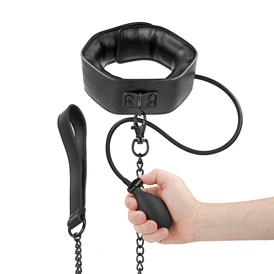 FETICHISMO SUMISO BONDAGE - COLLAR INFLATABLE DE ESTRANGULAMIENTO CON CADENA